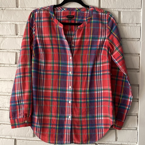 Talbots plaid button front casual top - Picture 2 of 8